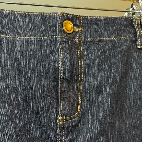 [Size 10] Dark Wash A-Line Denim Skirt w/ Faux Slit - Stretch, Ankle Length - Picture 3 of 5